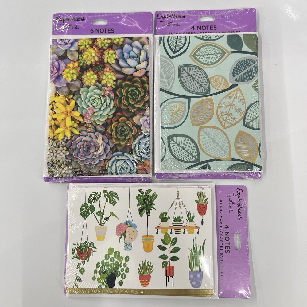 Hallmark Expressions Plants Botanical Blank Note Cards & Envelopes Set of 14